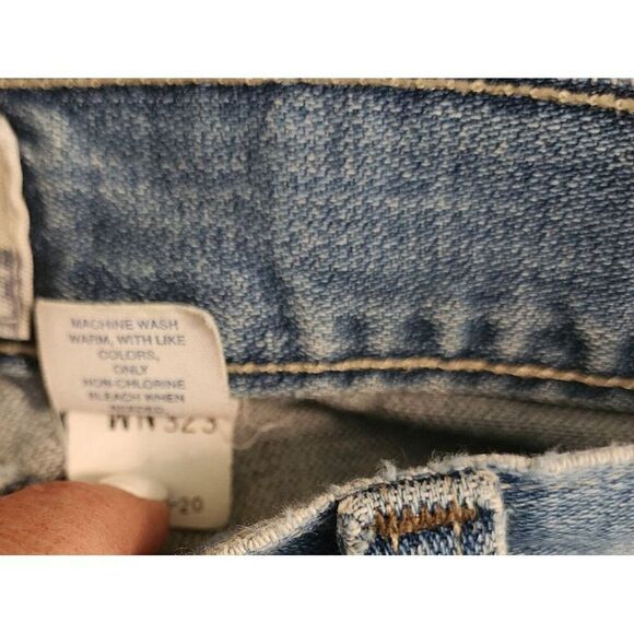 Vintage 90s Old Navy Wide Leg Painters Jeans Pink Daisy Applique Womens 32 Blue - Picture 6 of 6